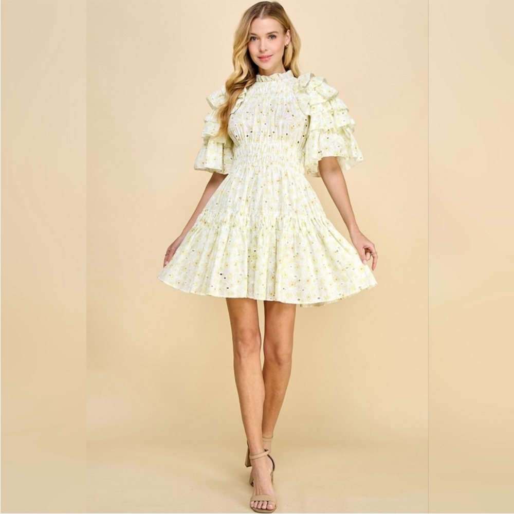Elegant Yellow Ruffle Dress jJ’s fairyland